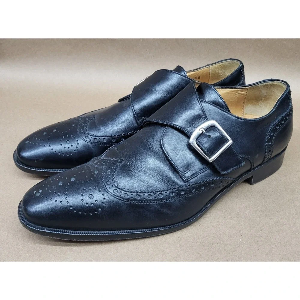 Saks Fifth Avenue (Sz 9.5 M) Monk Strap Wingtip Mens Dress Shoes